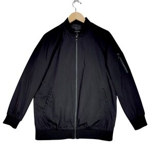 Bernardo‎ Bomber Jacket sz M Men Black Full Zip Lightweight Lined Streetwear